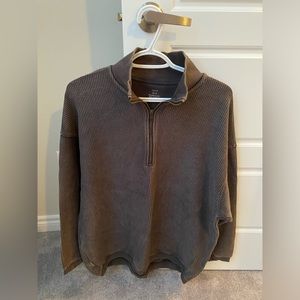 Aerie Quarter Zip Ribbed Sweater Size S NWOT